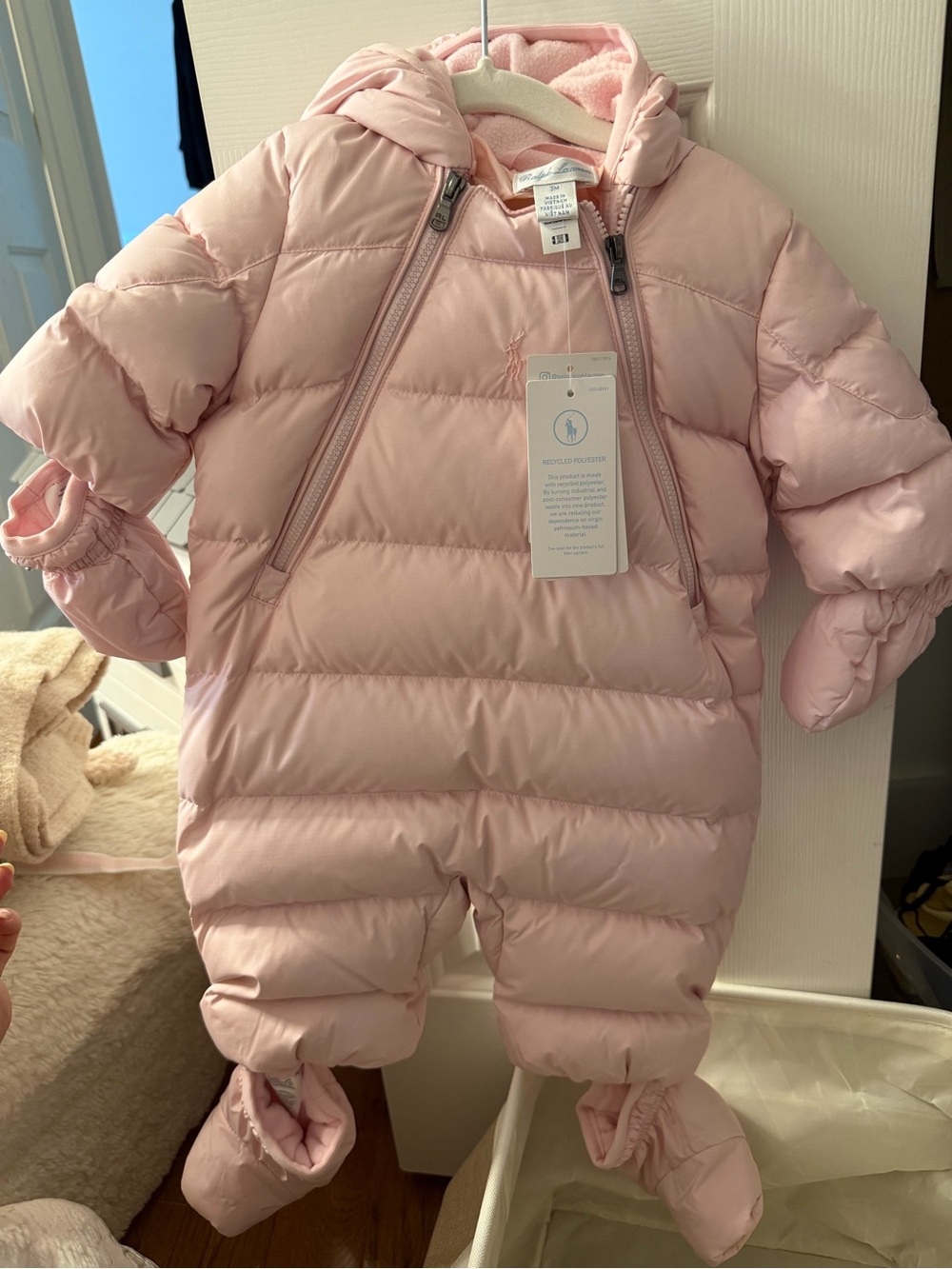 Ralph Lauren Baby Puffer Snowsuit - Pale Pink